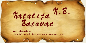 Natalija Batovac vizit kartica